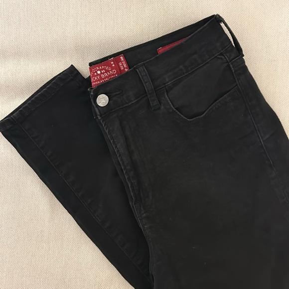 Lucky Brand Black Wash Olive High Rise Skinny Stretch Jeans 29" Inseam Size 10 - Picture 2 of 5
